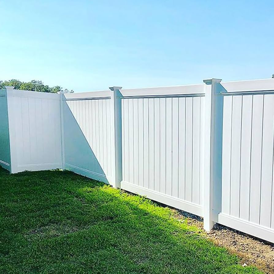 6 ft. H x 8 ft. W White Vinyl Privacy Fence Panel - Include FREE Installation